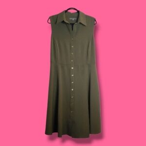 FLASH SALE! NWOT Sharagano Sleeveless Olive Green Button-Down Dress Size 18W